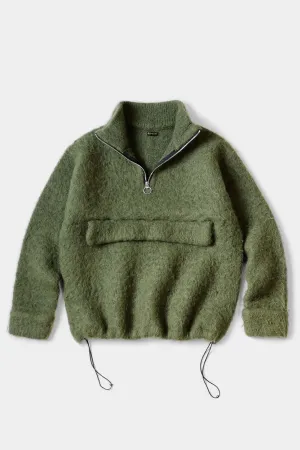 5G Mohair Half ZIP Anorak - Green