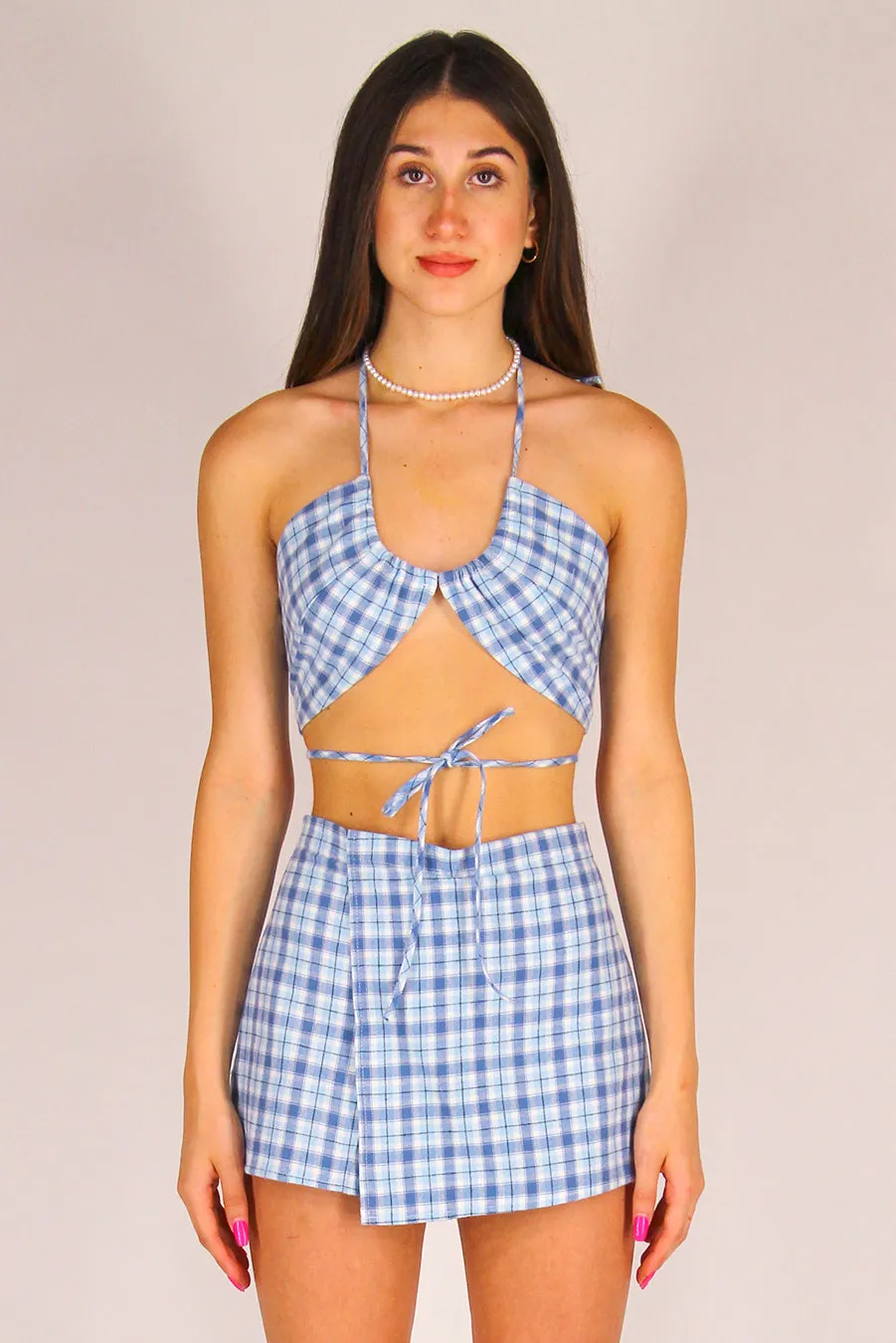 70's Halter and Skorts - Flannel Blue Plaid