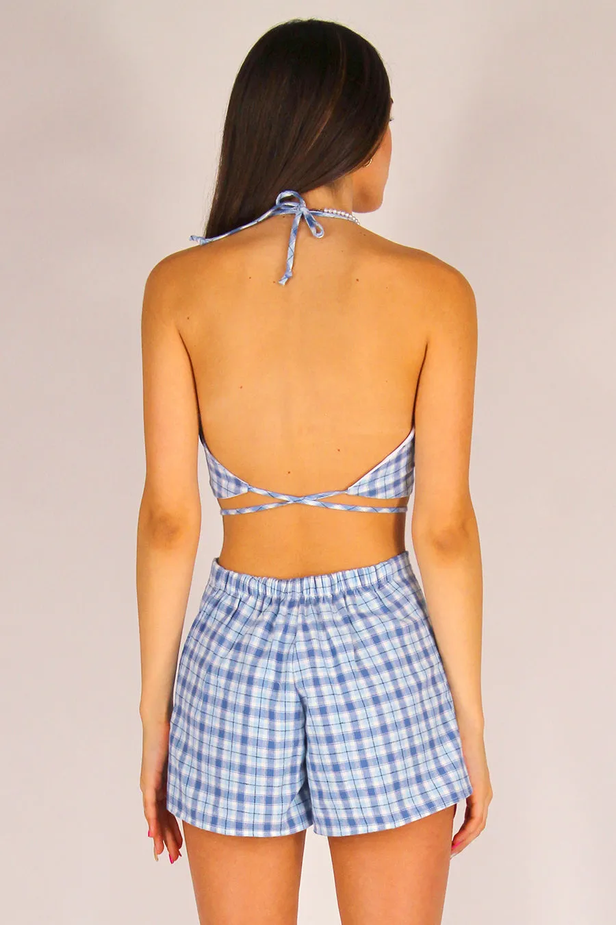 70's Halter and Skorts - Flannel Blue Plaid