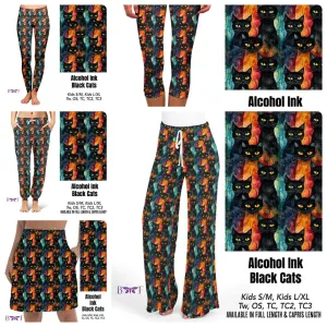 Alcohol Ink Black Cats leggings with pockets