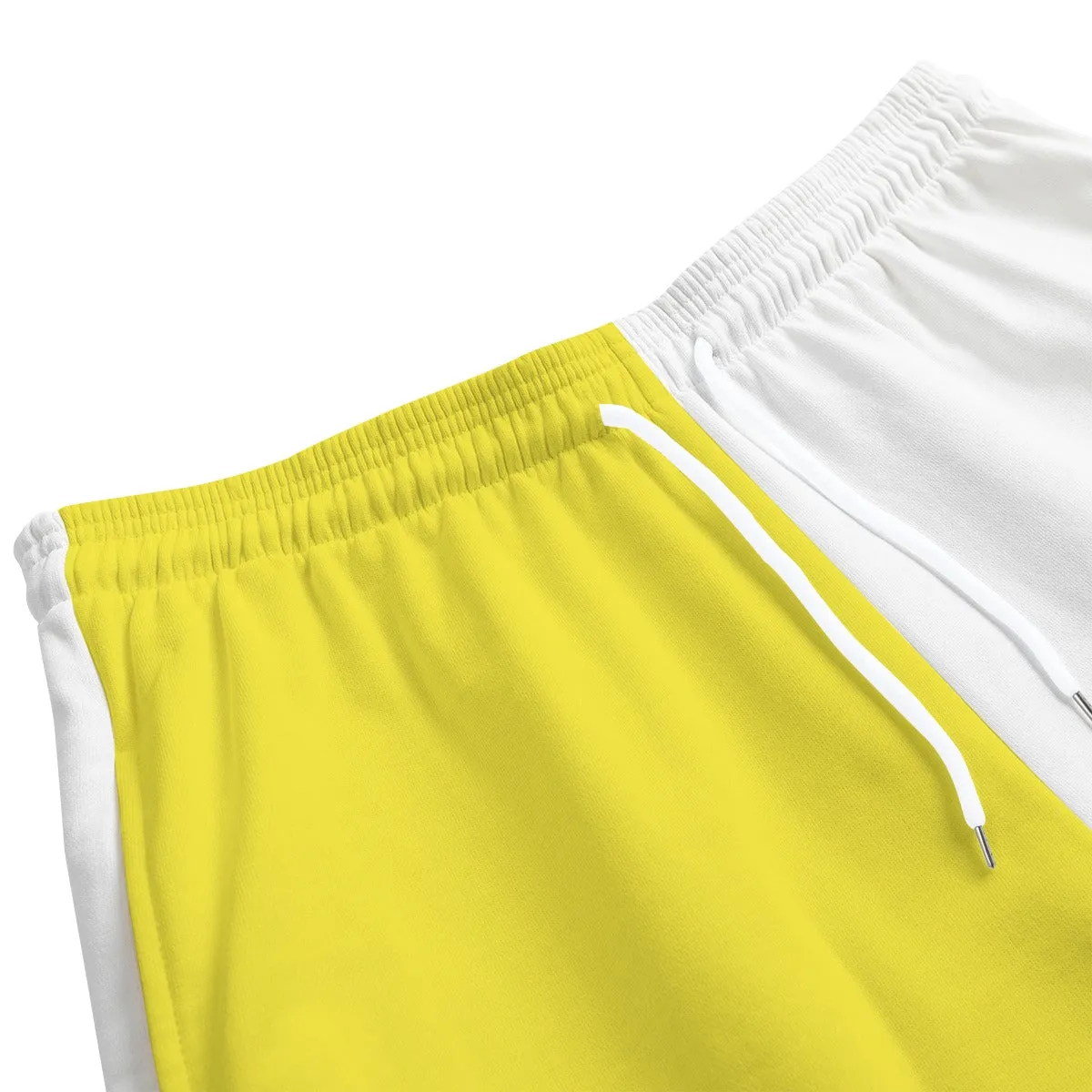 AM&IS Yellow Color Block Men's Shorts | 100% Cotton