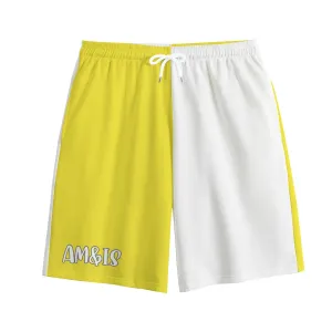 AM&IS Yellow Color Block Men's Shorts | 100% Cotton