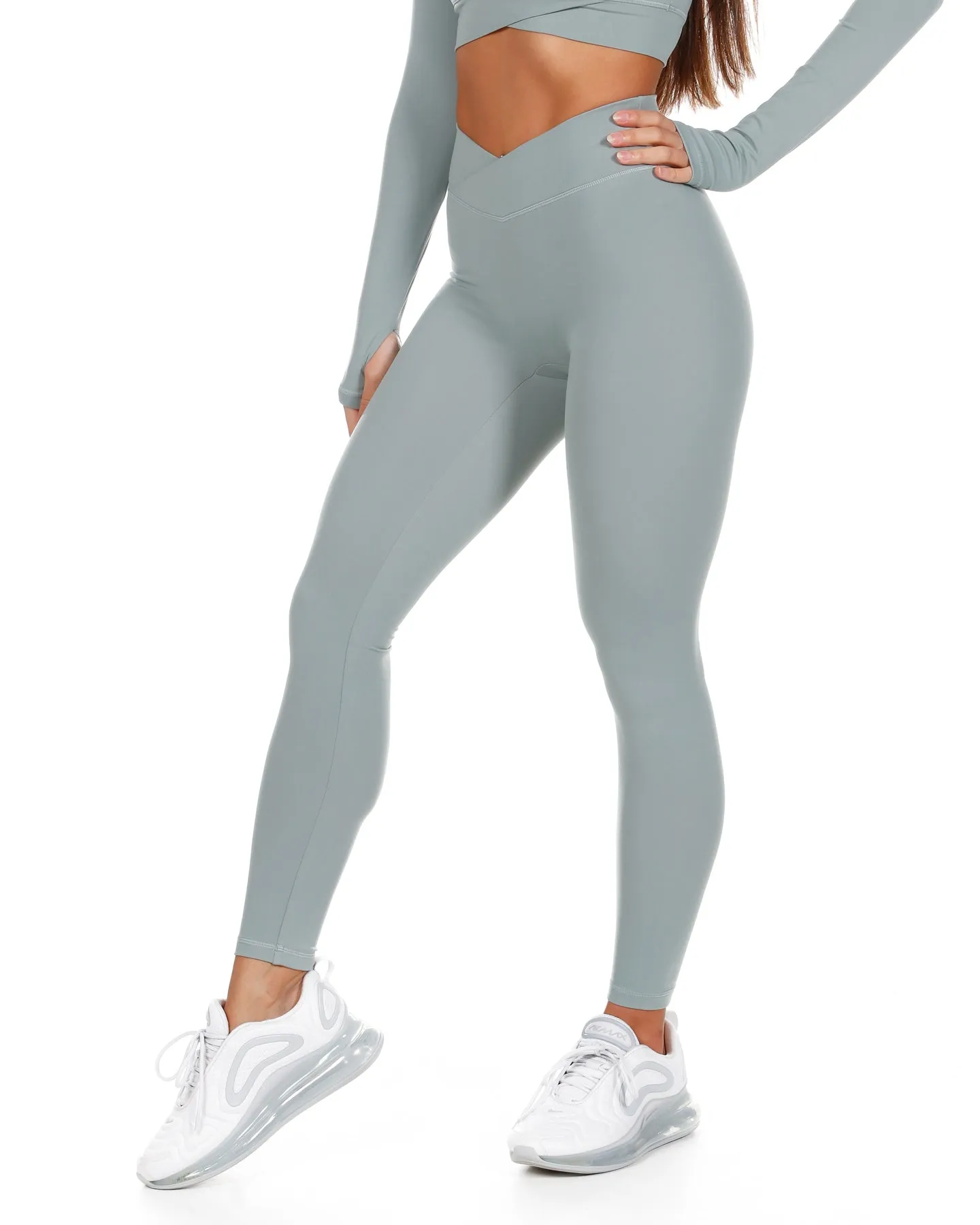 Cross Over Leggings - Pale Sage