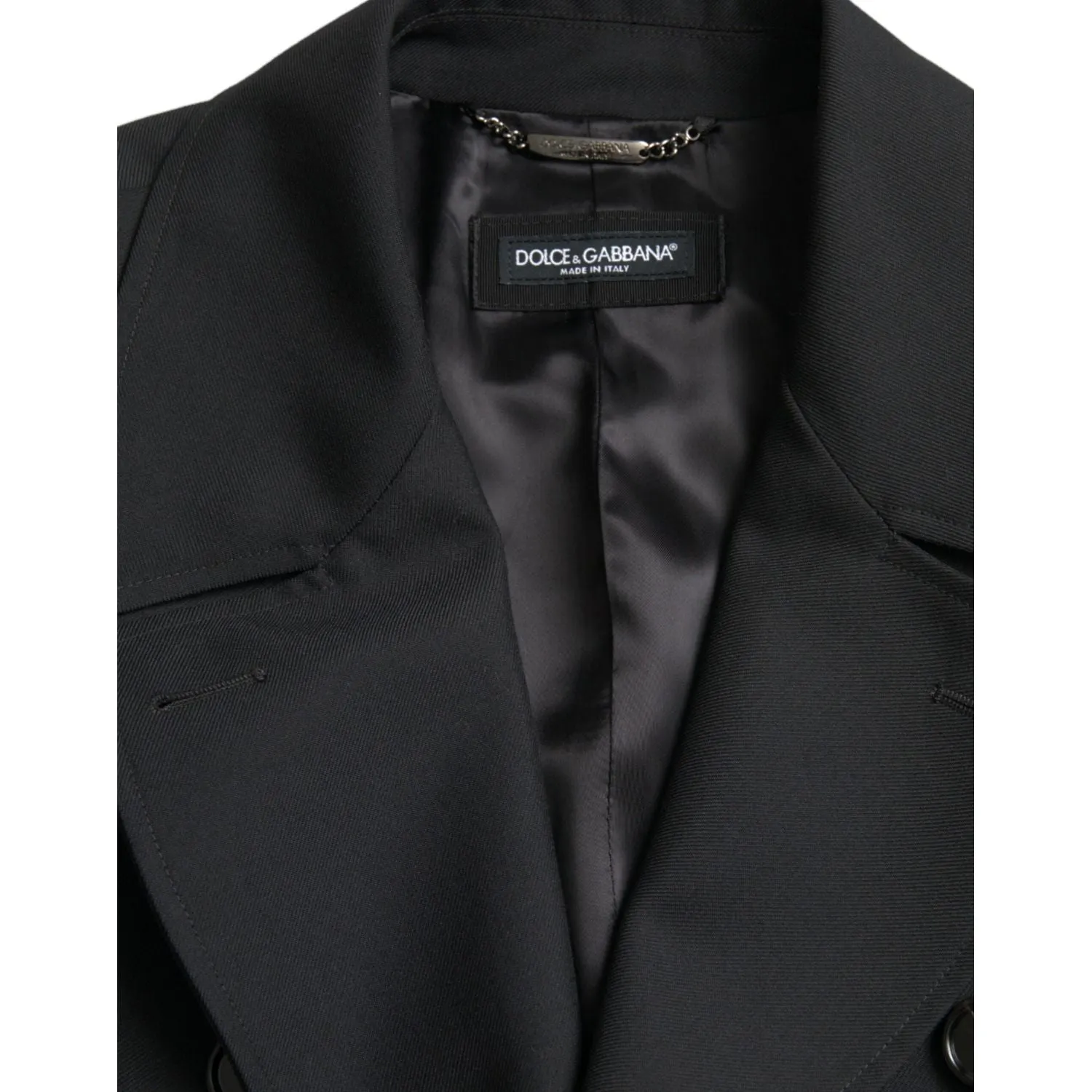 Dolce & Gabbana Black Double Breasted Trench Coat Jacket