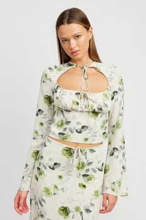 Emory Park FLORAL BLOUSE WITH NECK TIE