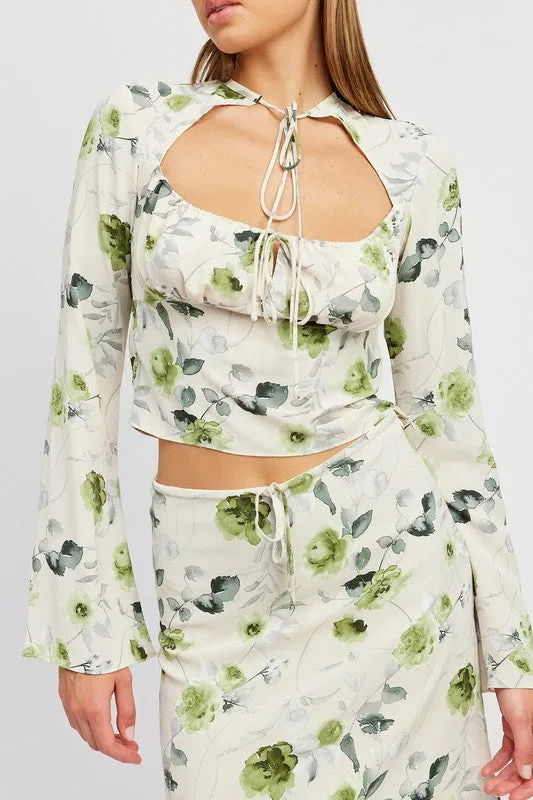 Emory Park FLORAL BLOUSE WITH NECK TIE