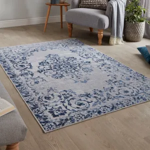 Faraday Washable Rug by Dreams & Drapes Design in Blue 120 x 180cm