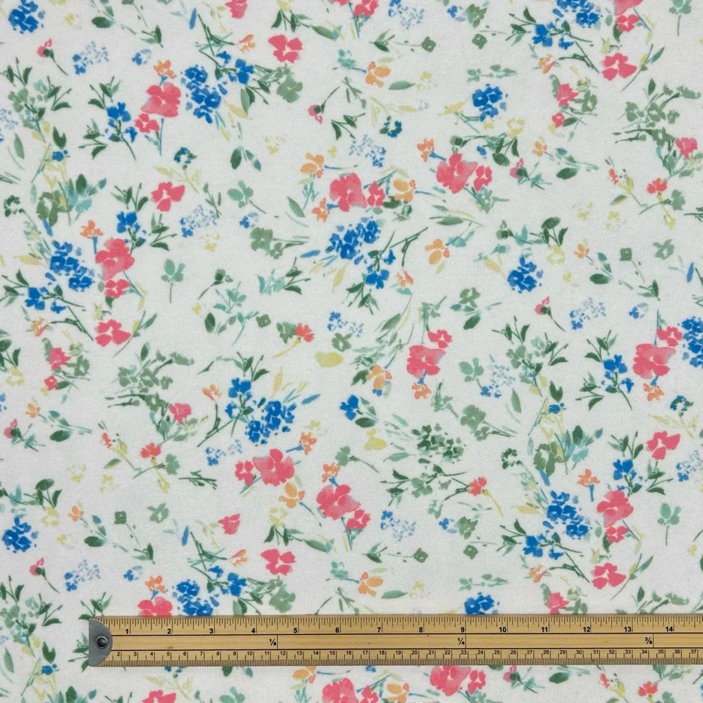 Flower Garden on Ivory Velour Fabric