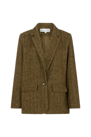 Harriet Tweed Tailored Blazer In Khaki