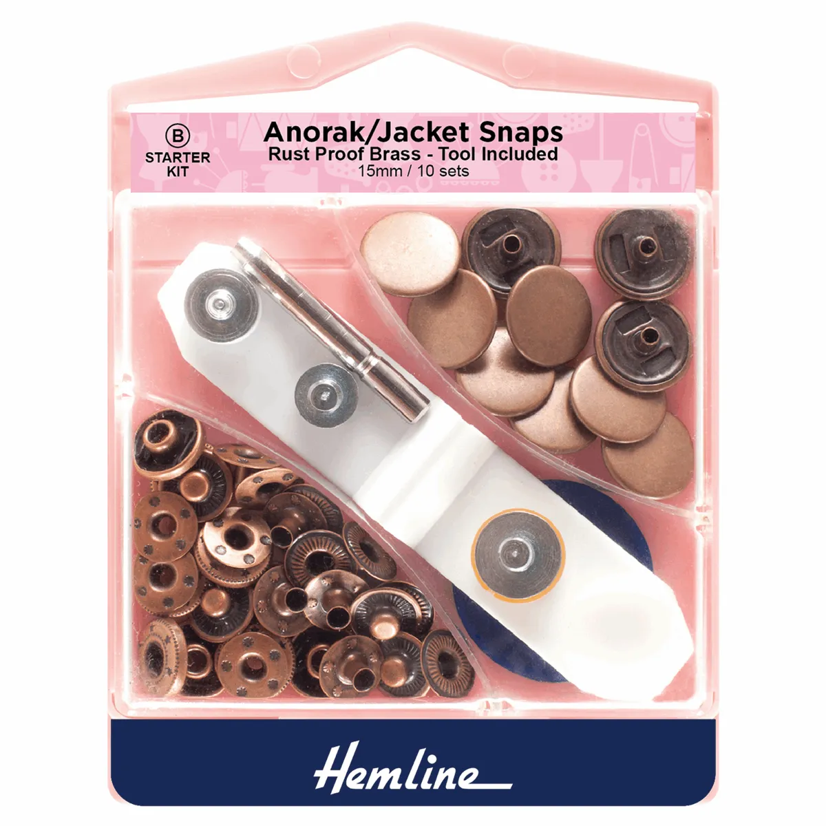 Hemline Bronze Anorak Snaps - 15mm (10 Sets)