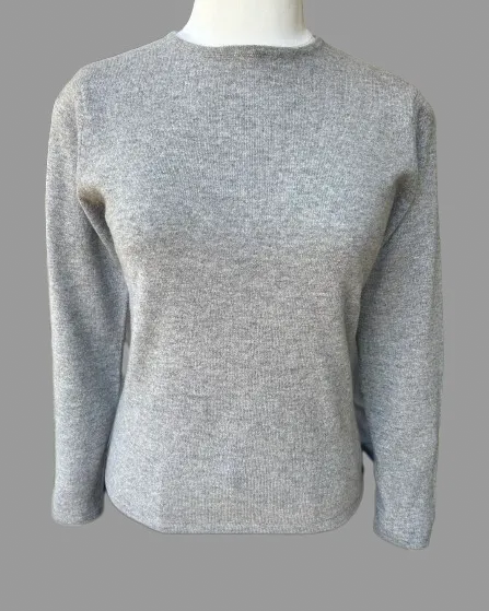 Ladies Cashmere Sweater: Crew Neck Silver