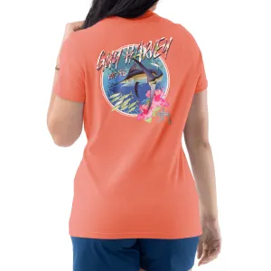 Ladies Marlin Runner Coral Short Sleeve V-Neck T-Shirt