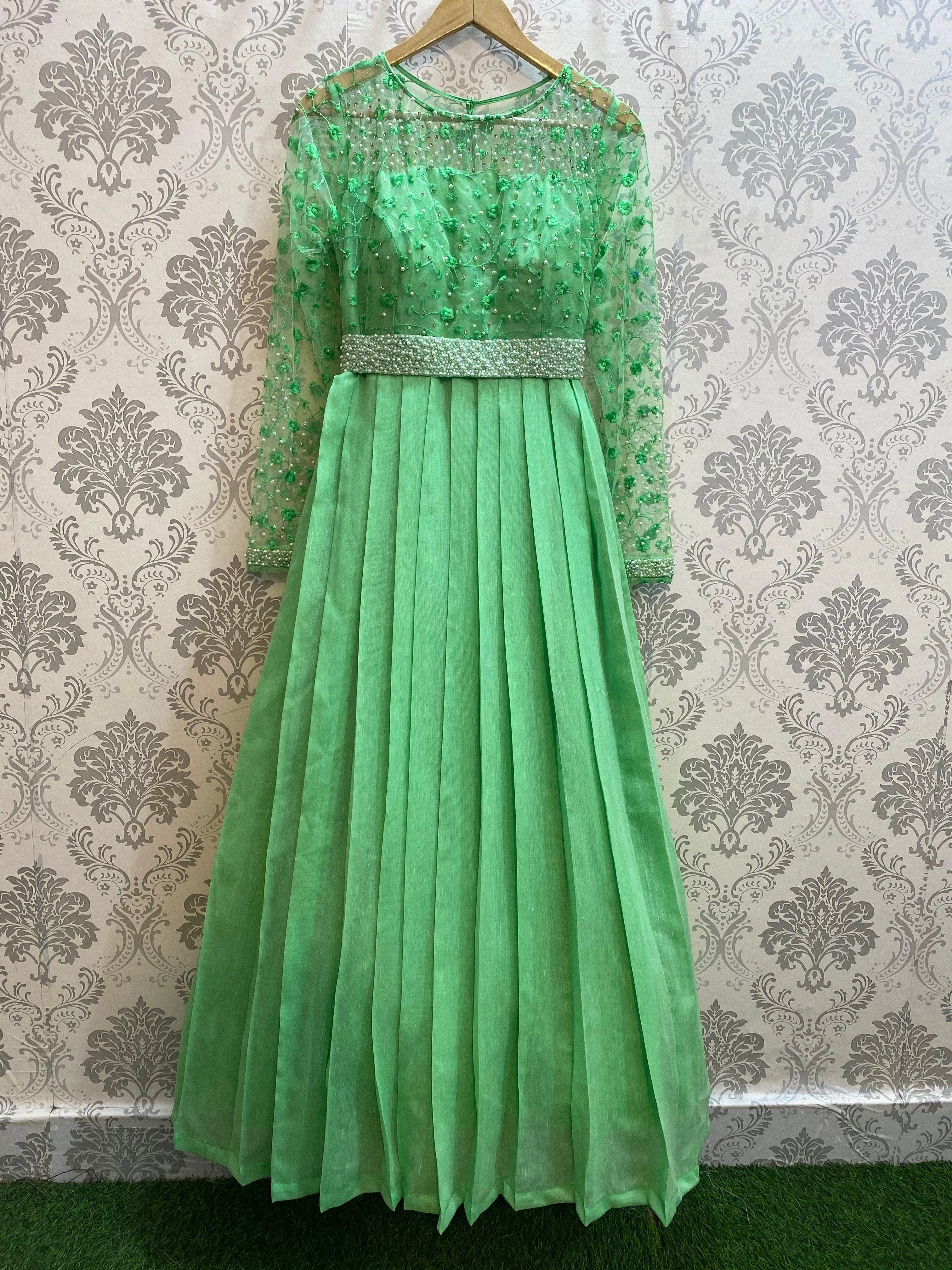 Pista Coloured Pearl Worked Gown