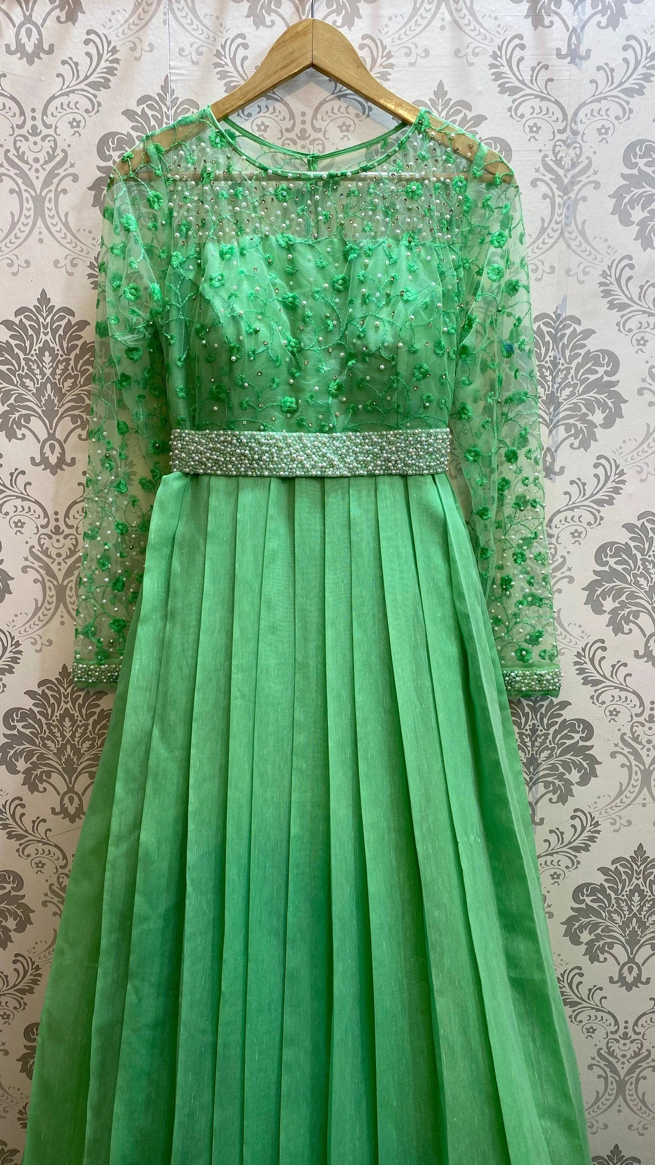 Pista Coloured Pearl Worked Gown