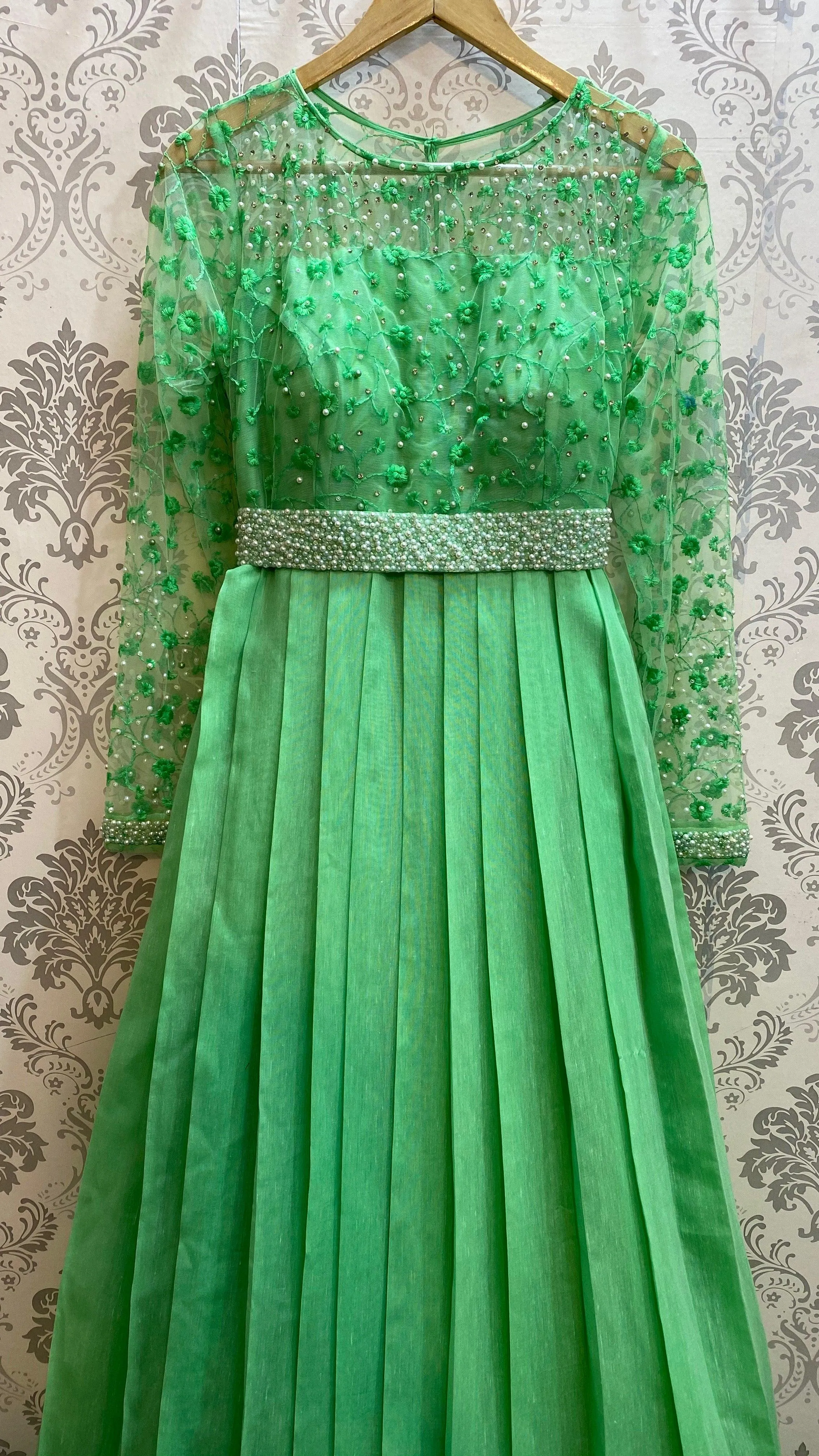 Pista Coloured Pearl Worked Gown