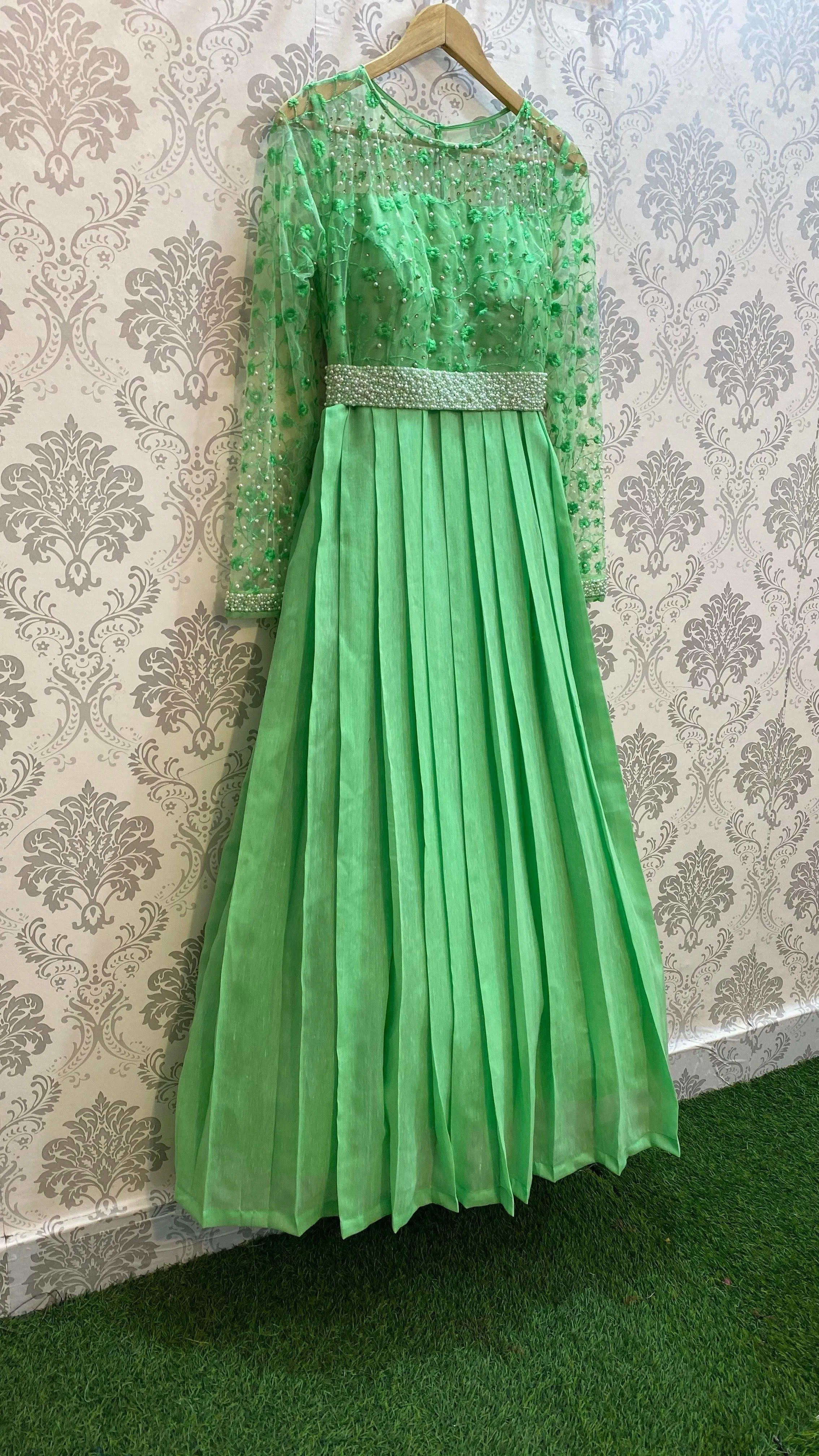 Pista Coloured Pearl Worked Gown