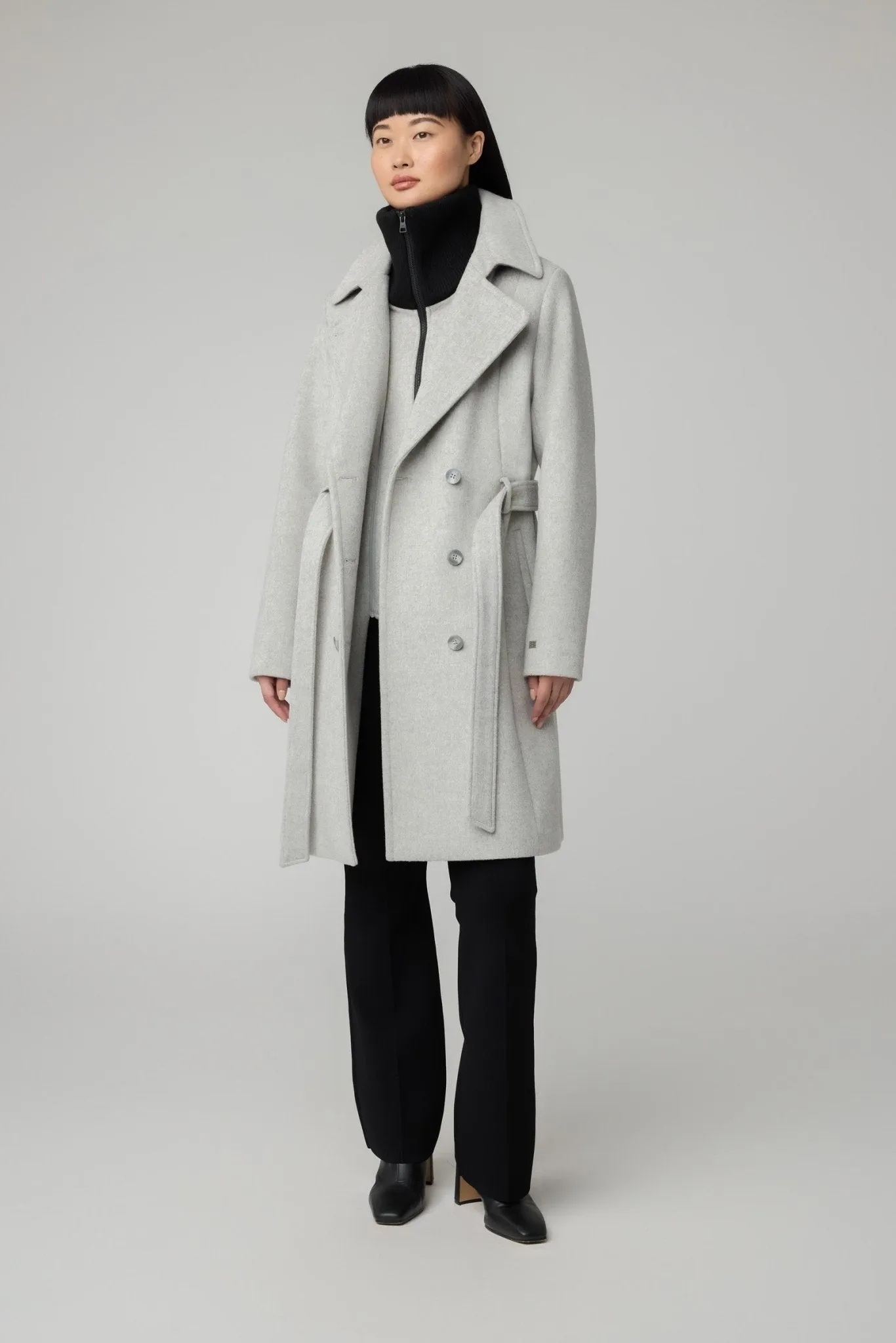 SOIA&KYO FABIANNE-C - Semi-Fitted Classic Wool Coat With Removable Bib