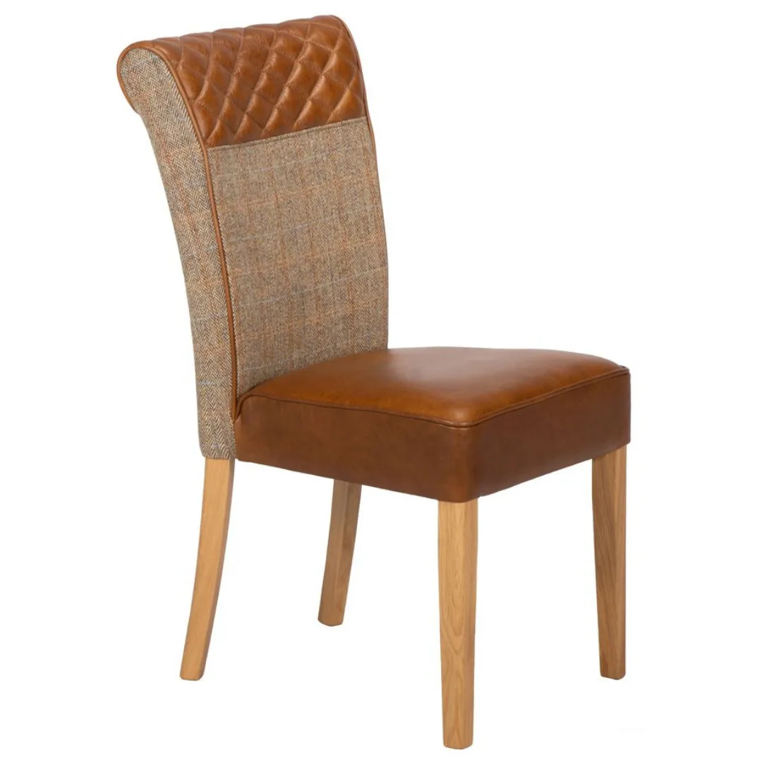 Stamford Dining Chair Gamekeeper Thorn and Brown Cerato Leather