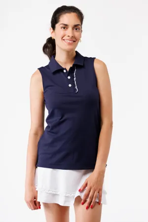 The Alice Ruffle Polo - Navy