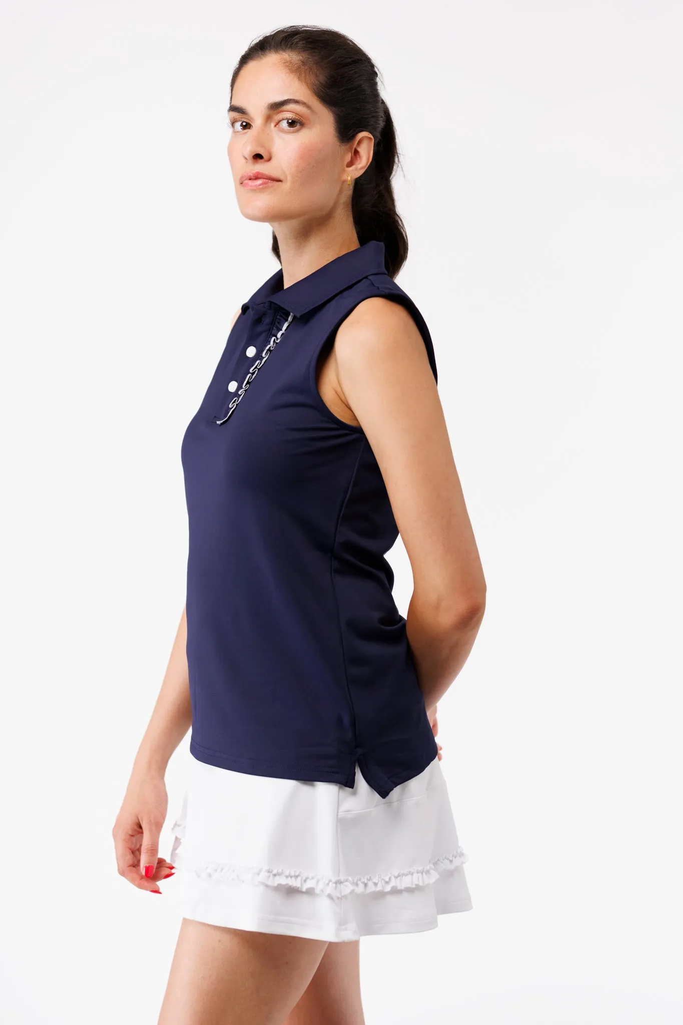 The Alice Ruffle Polo - Navy