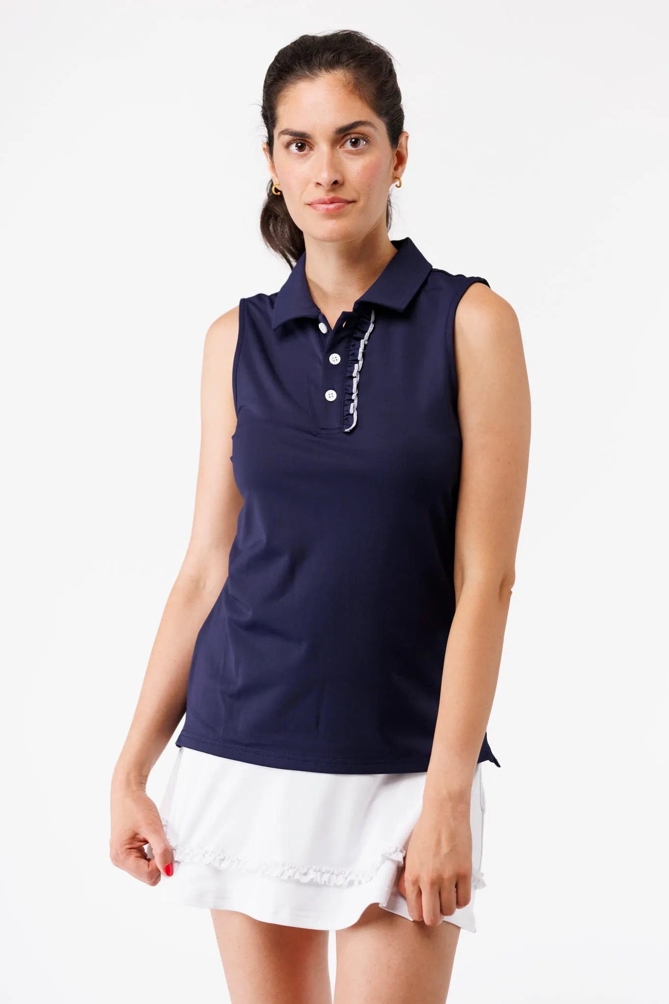 The Alice Ruffle Polo - Navy