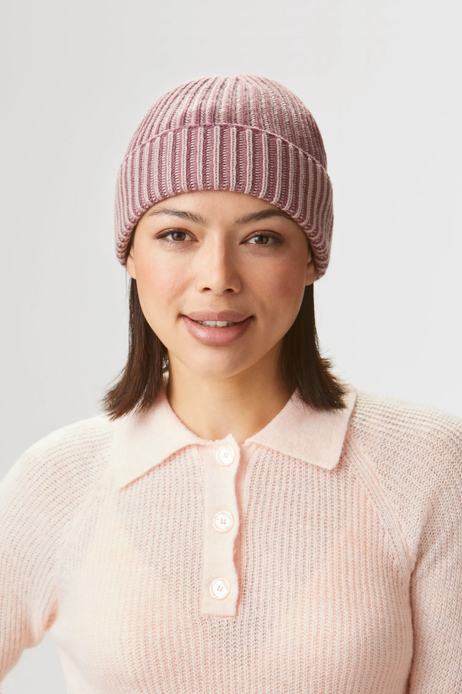 Two-Tone Cashmere Ski Beanie